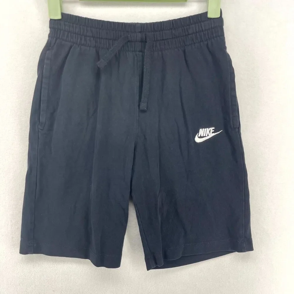 Nike Embroidered Cotton Shorts Kids Size M Black Color